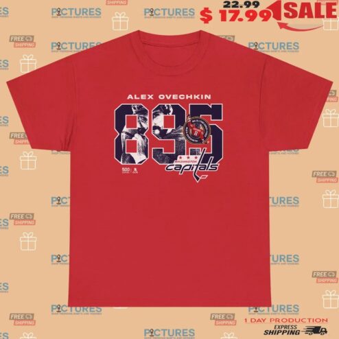 Alex Ovechkin Washington Capitals Hockey 895 Career Goals Overlay T Shirt
