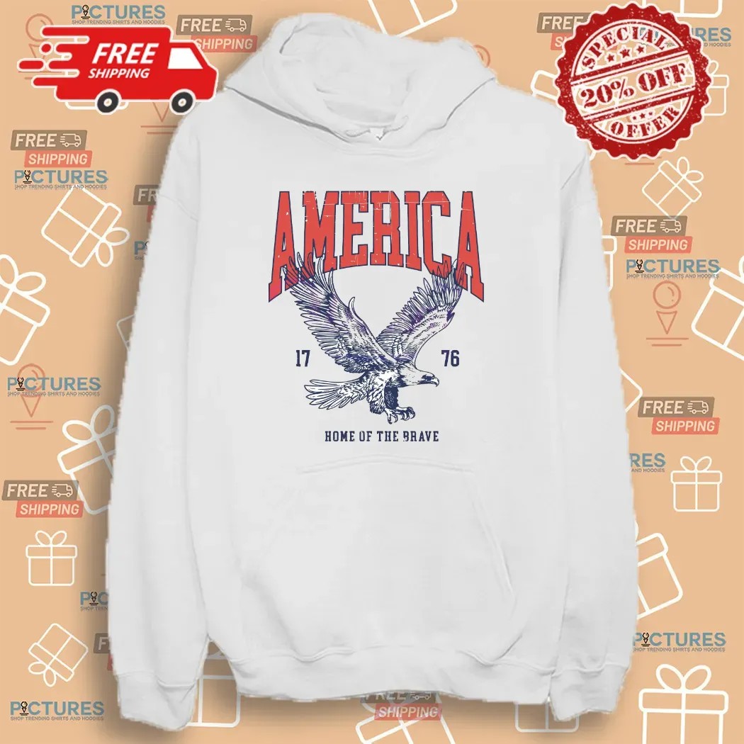 America Home Of The Brave 1776 Bald Eagle 4th Of July T Shirt