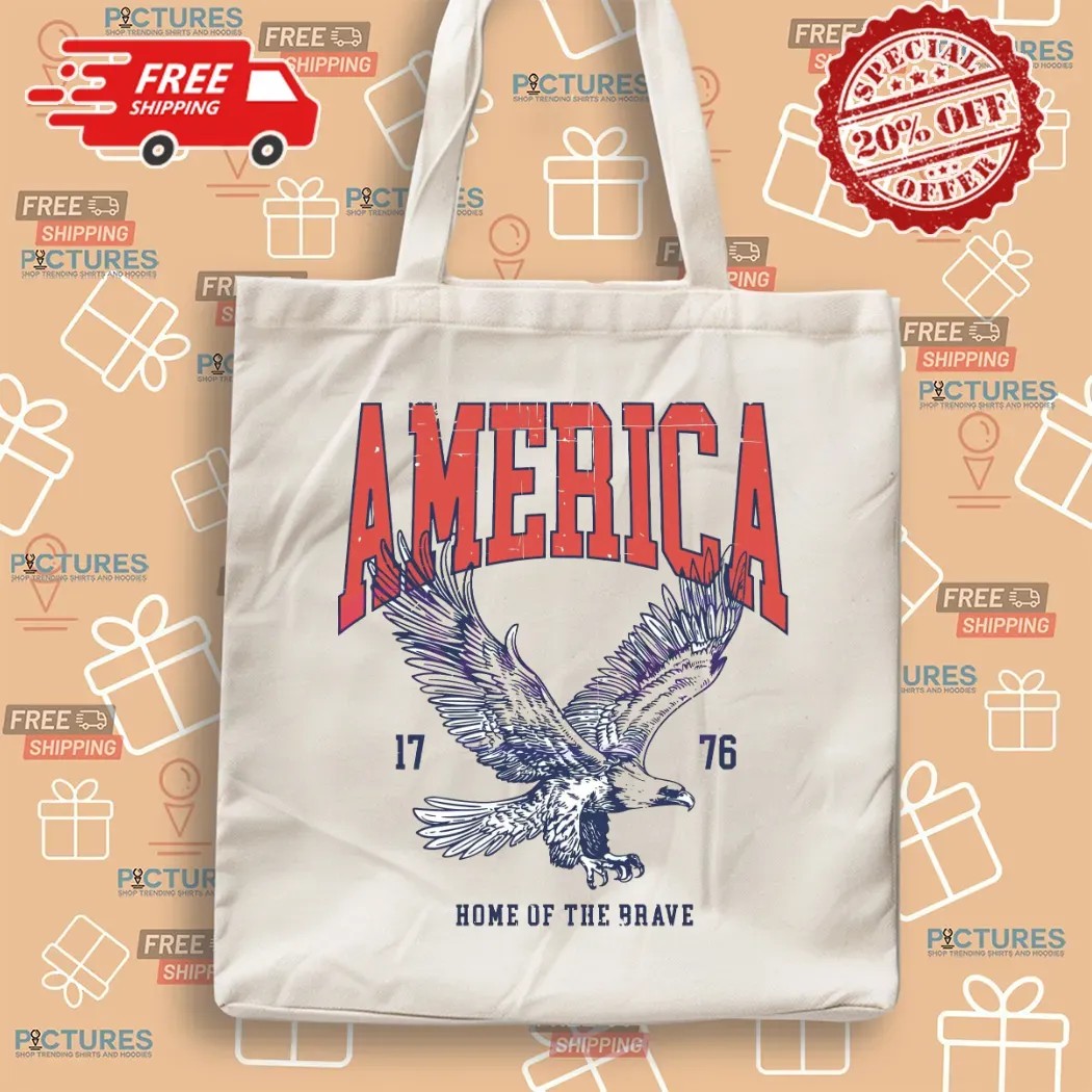 America Home Of The Brave 1776 Bald Eagle 4th Of July T Shirt