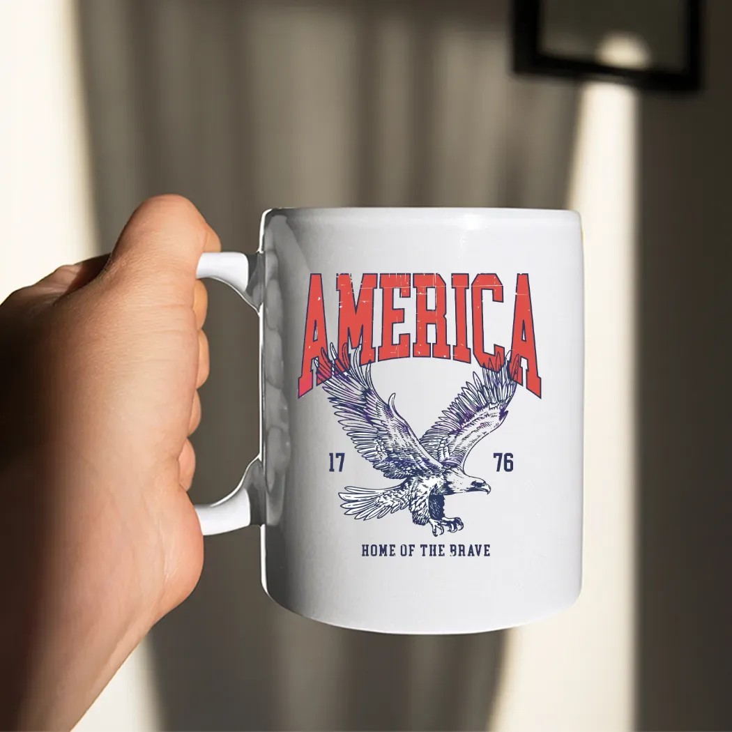 America Home Of The Brave 1776 Bald Eagle 4th Of July T Shirt