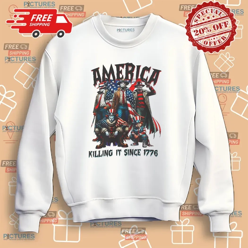 America Killing It Since 1776 Thug Life Killers Horror Movie Characters 4th Of July T Shirt