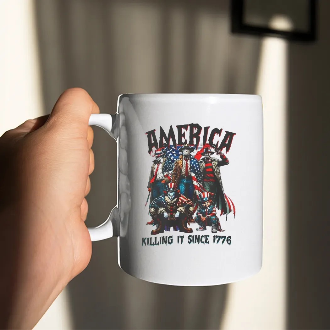 America Killing It Since 1776 Thug Life Killers Horror Movie Characters 4th Of July T Shirt