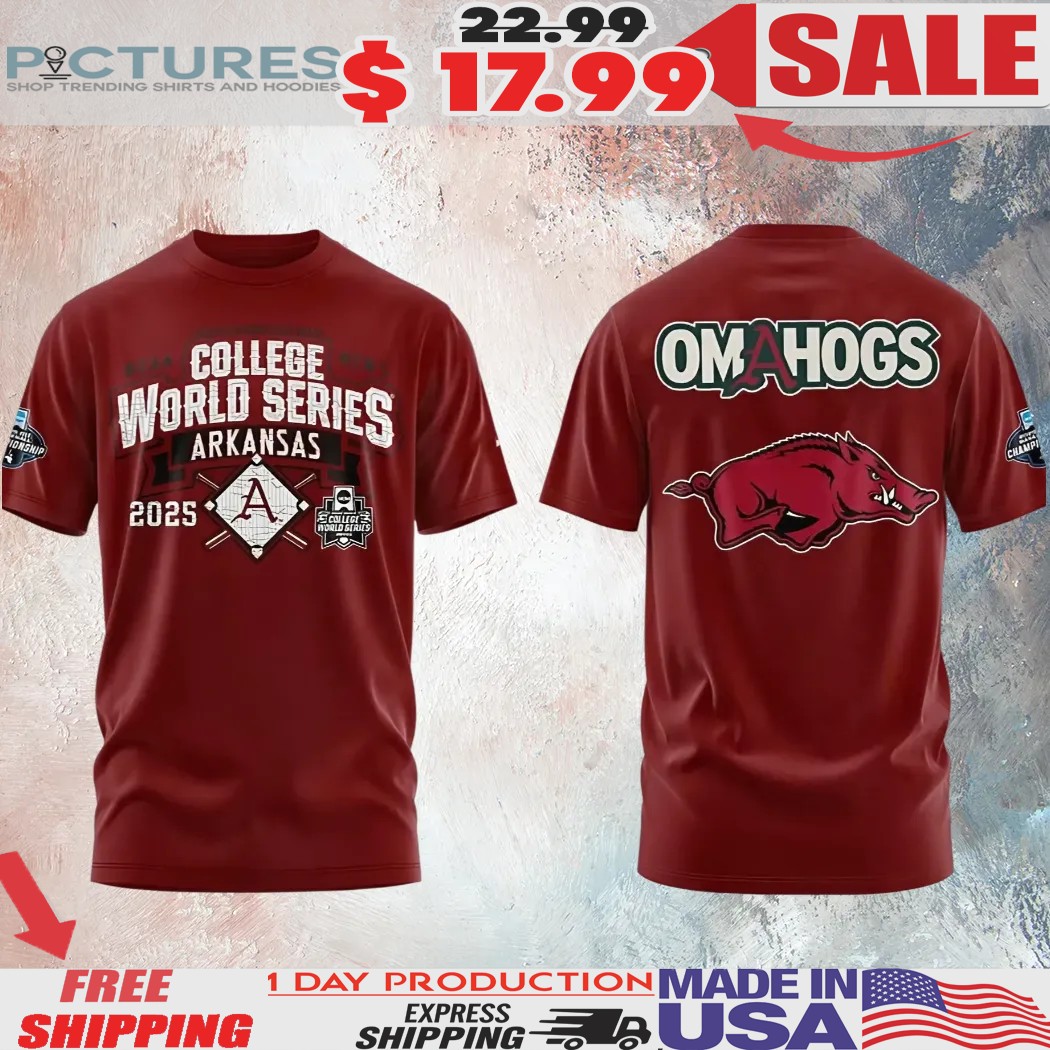 Arkansas Razorbacks Baseball OMAHOGS 2025 College World Series T Shirt