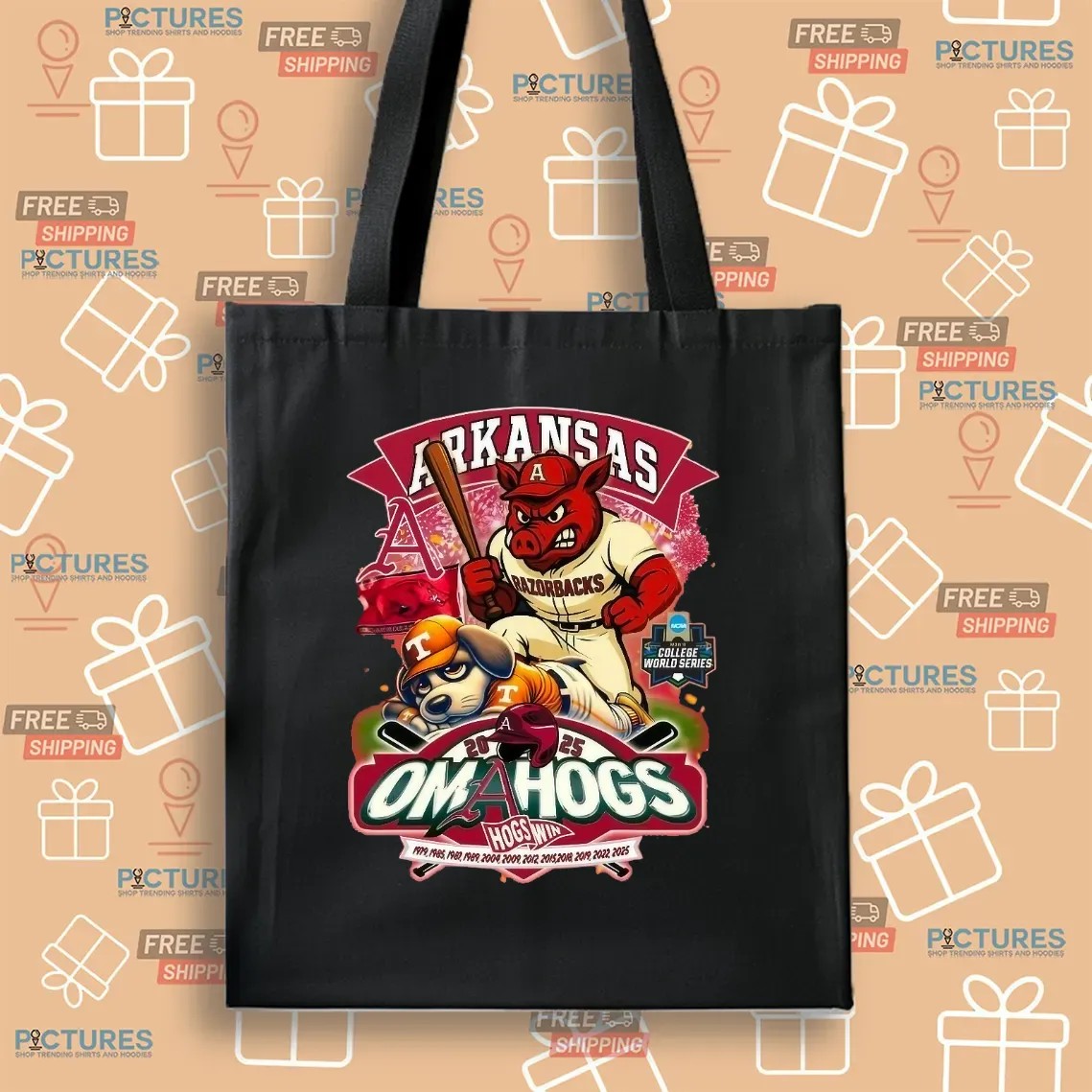 Arkansas Razorbacks Omahogs Hog Win College World Series Mascot T Shirt