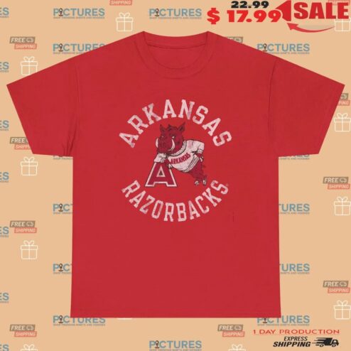 Arkansas Razorbacks Retro Brand Arch Mascot T Shirt