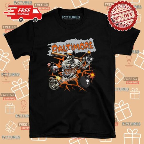 Baltimore Orioles Skeleton Baseball Vintage T Shirt