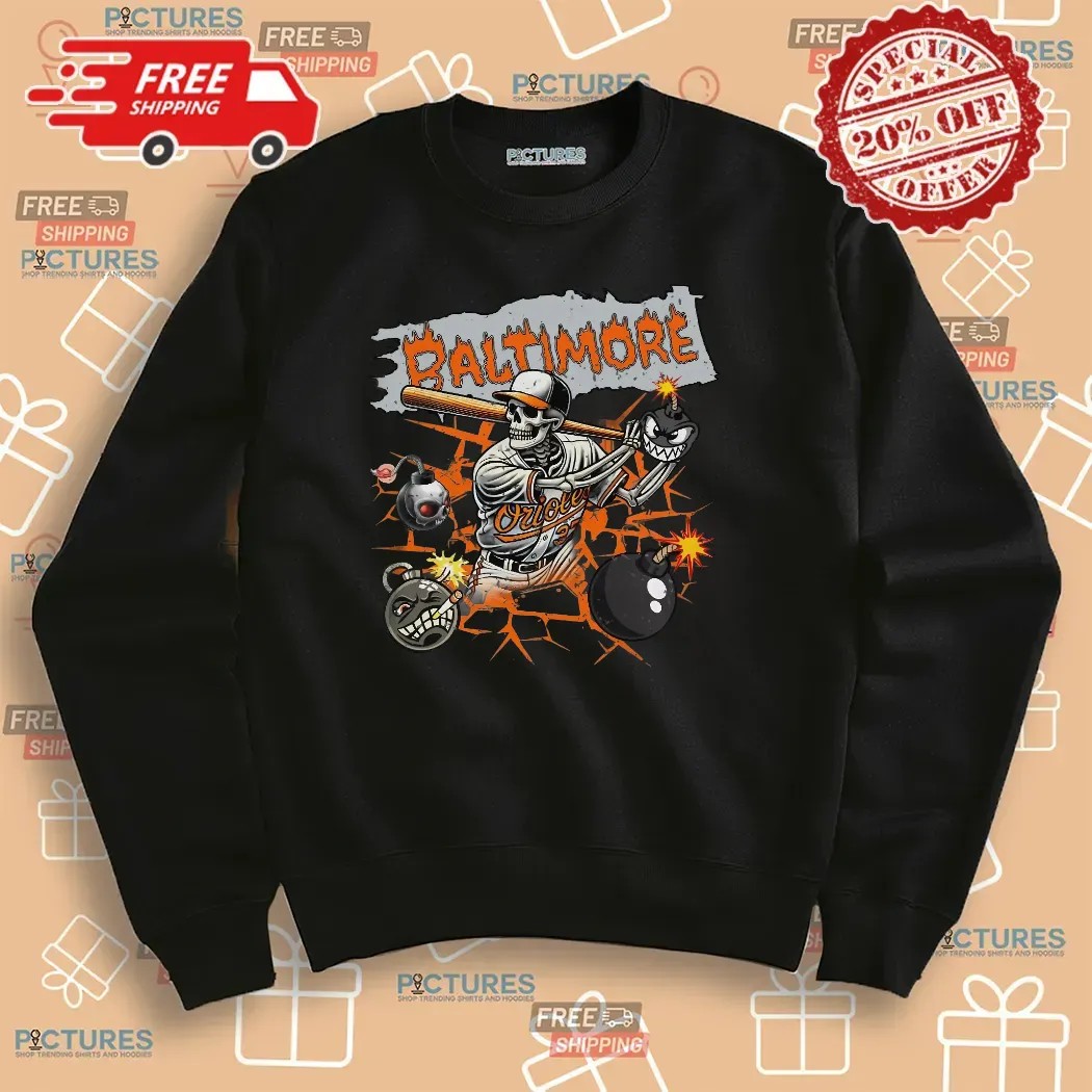 Baltimore Orioles Skeleton Baseball Vintage T Shirt