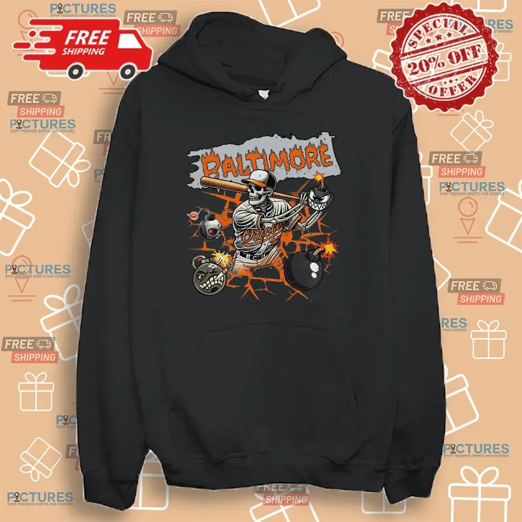Baltimore Orioles Skeleton Baseball Vintage T Shirt
