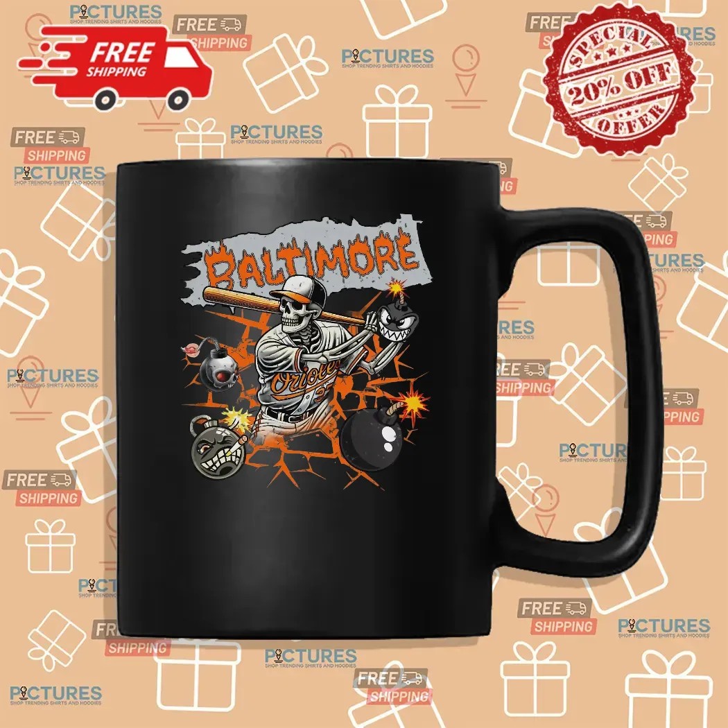 Baltimore Orioles Skeleton Baseball Vintage T Shirt