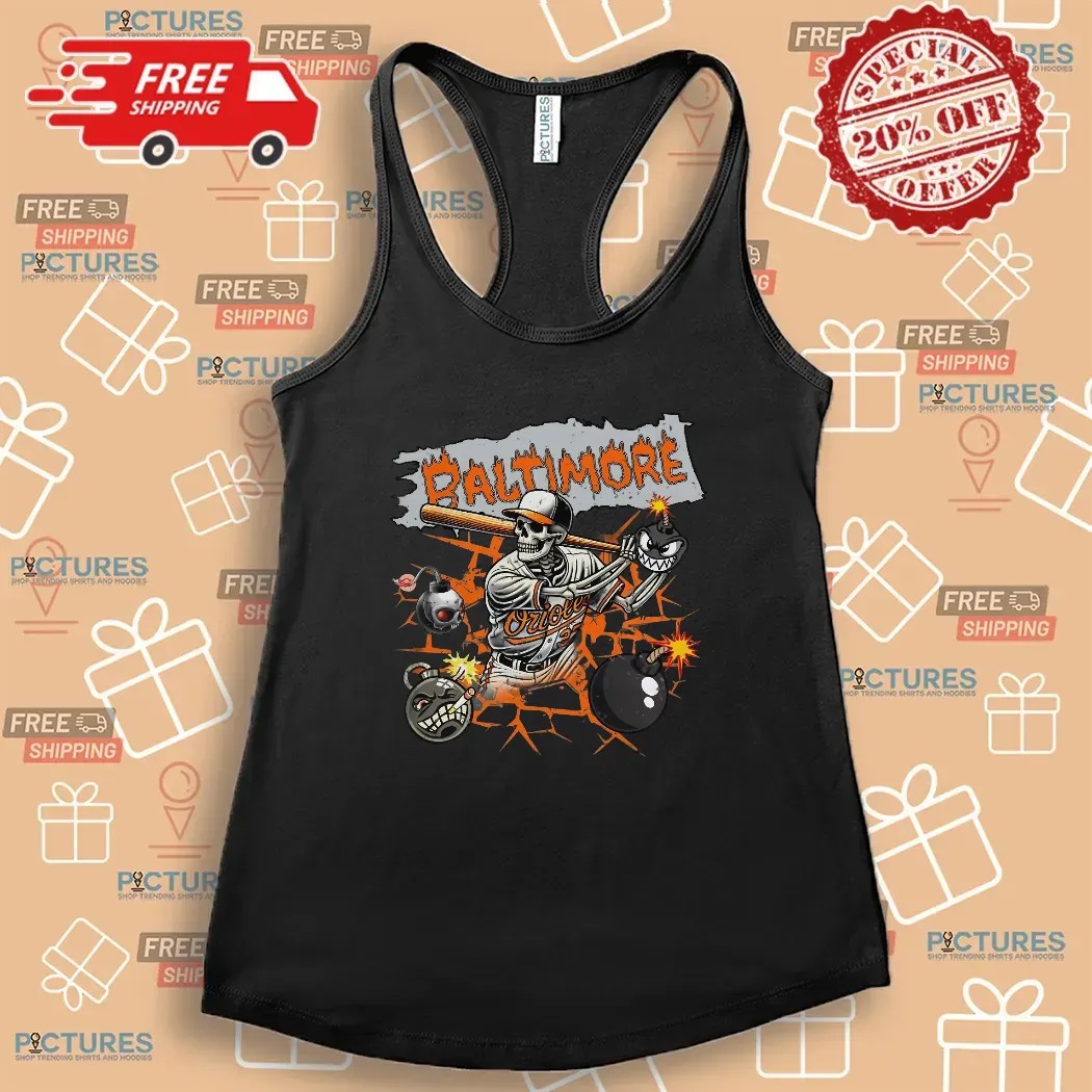 Baltimore Orioles Skeleton Baseball Vintage T Shirt