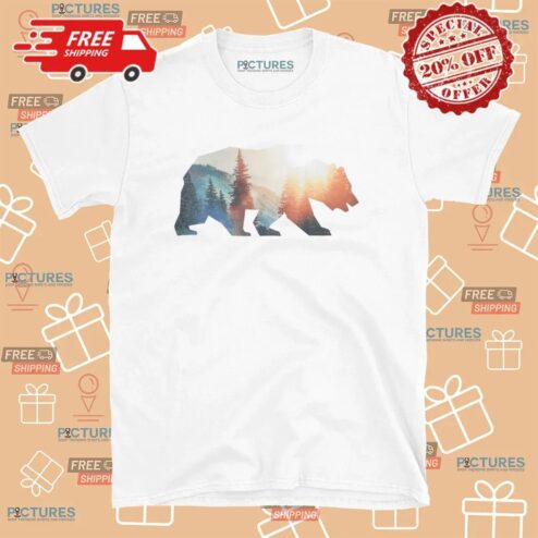 Bear Silhouette Mountain Forest Sunset T Shirt