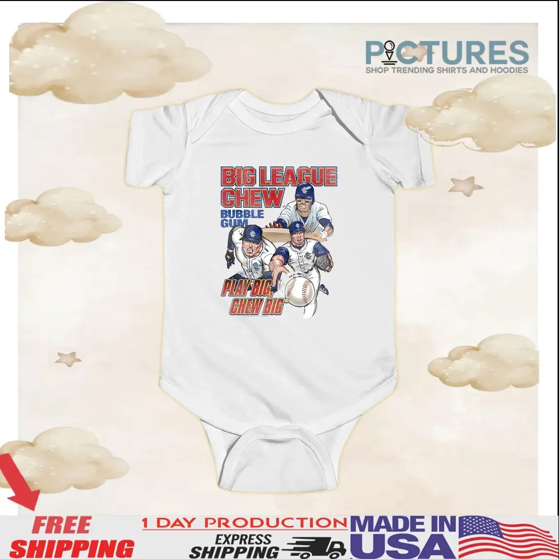 Big League Chew Bubble Gum Play Big Chew Big Baseball T Shirt