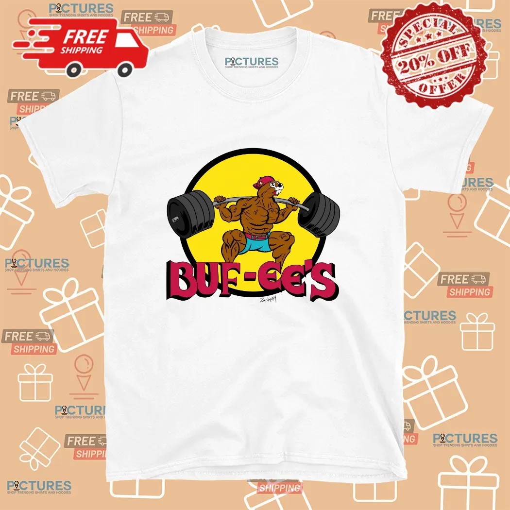 Buf-ee's Muscle Beaver Weightlifting Buc-ee's Parody T Shirt