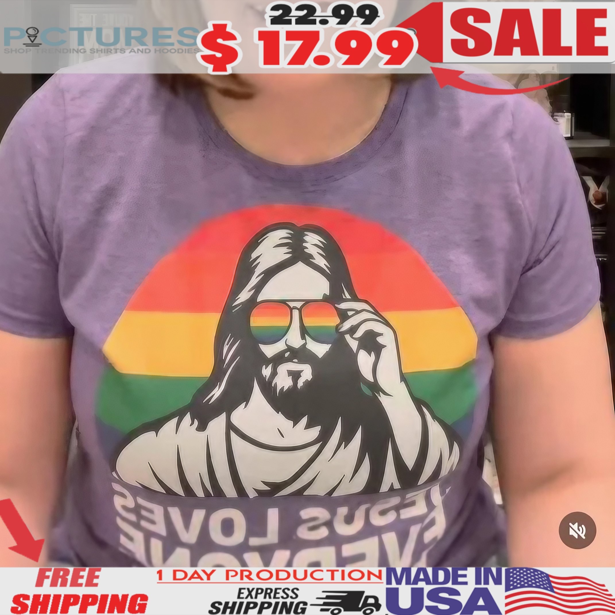 Christ In Rainbow Glasses Jesus Loves Everyone You Hate Pride T Shirt