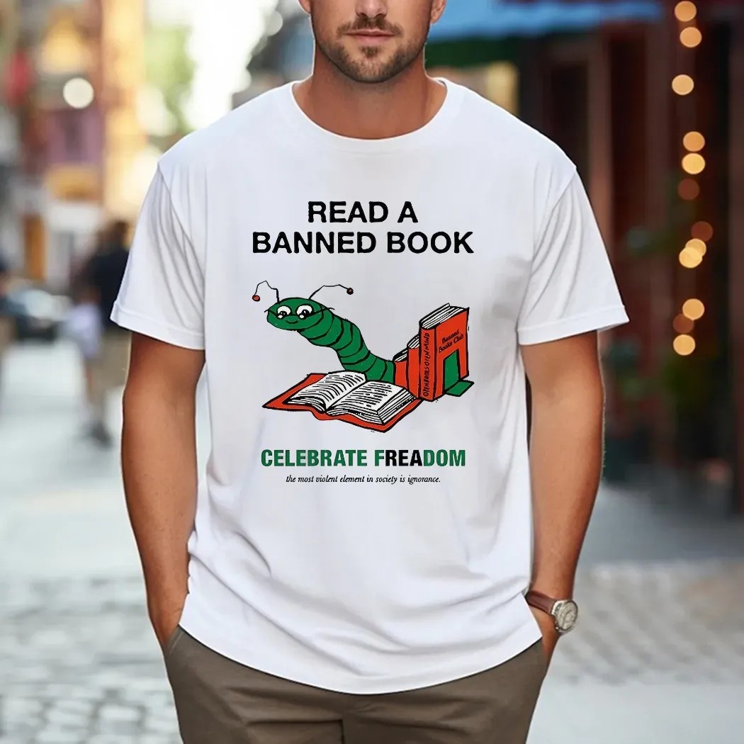 Christian Koss Wearing Read A Banned Book Celebrate Freadom Meme T Shirt Christian Koss Wearing Read A Banned Book Celebrate Freadom Meme T Shirt