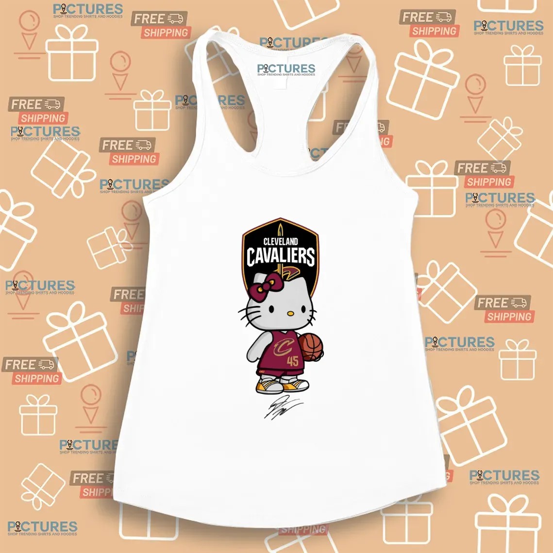 Cleveland Cavaliers Spida Donovan Mitchell Hello Kitty Signature T Shirt Cleveland Cavaliers Spida Donovan Mitchell Hello Kitty Signature T Shirt