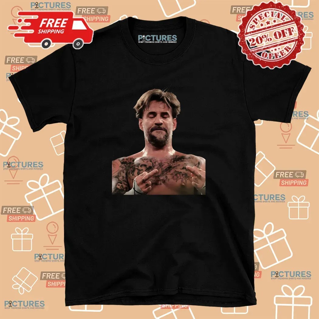 Cm Punk Wrestling Attitude Middle Finger Portrait T Shirt