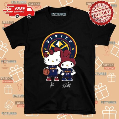 Denver Nuggets Jokic and Murray Hello Kitty Signature T Shirt