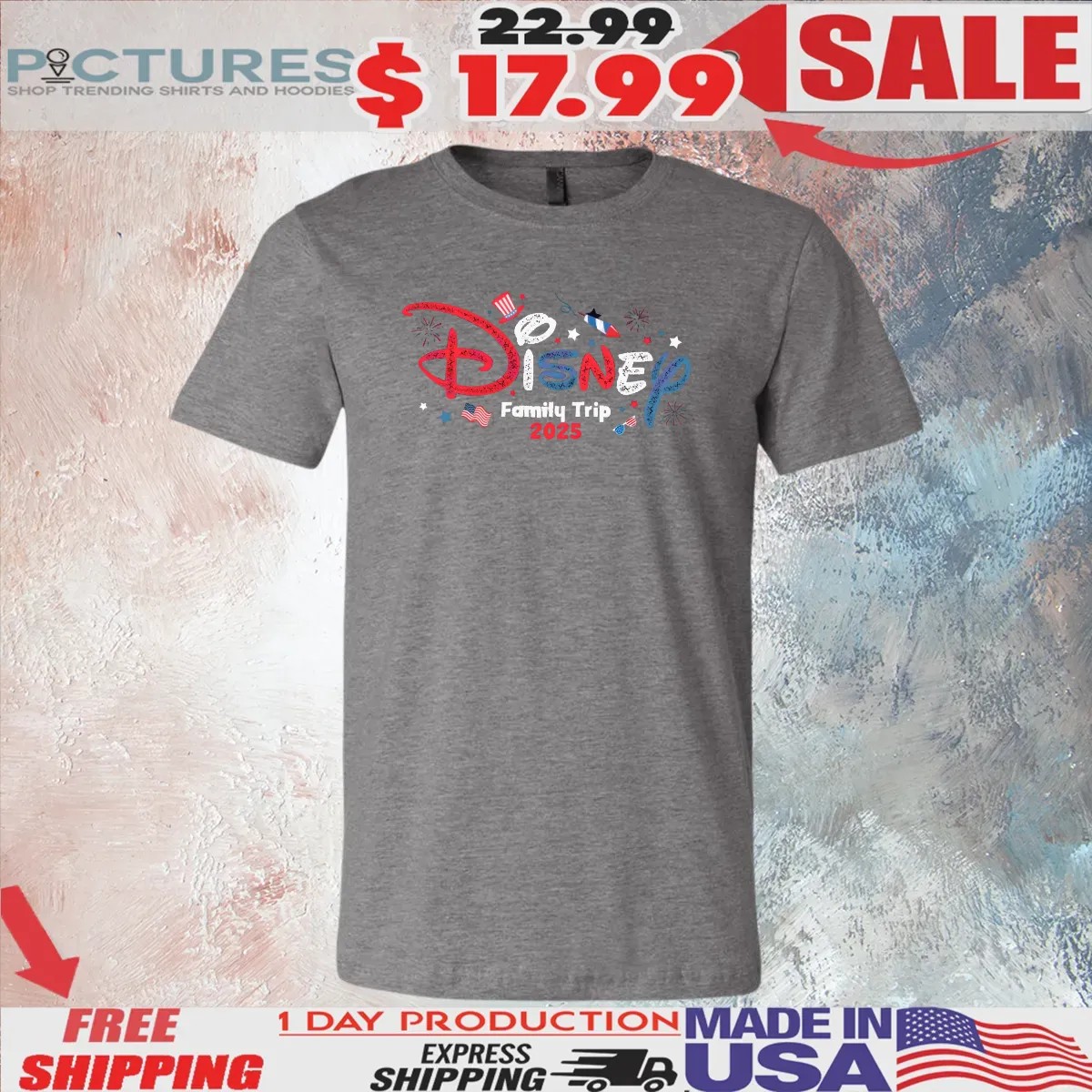 Disney Family Trip 2025 Red White And Blue Fourth Of July Customized T Shirt