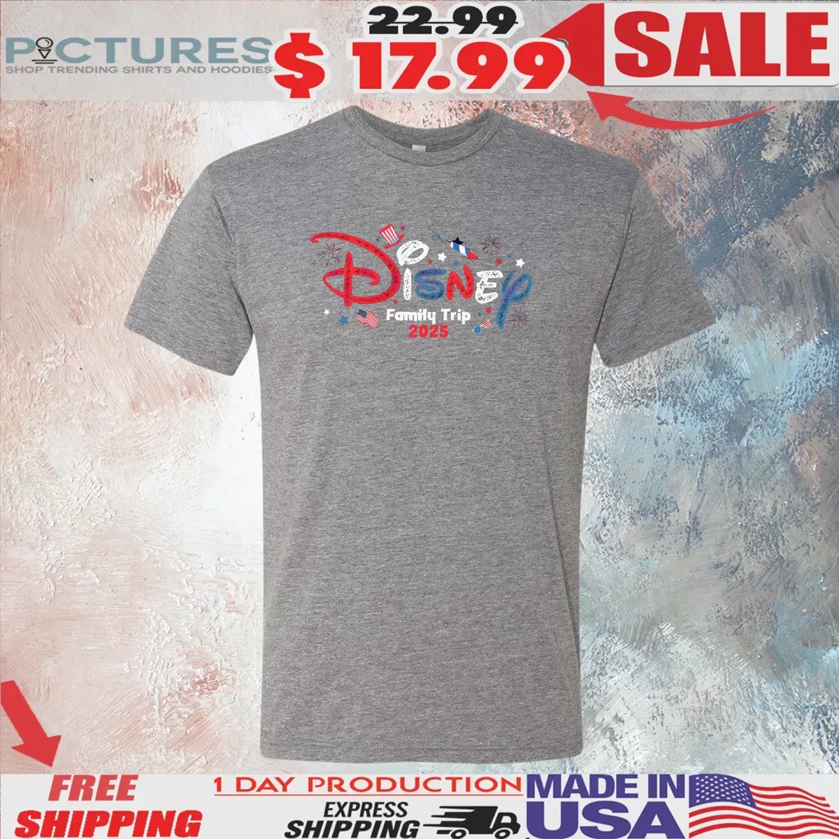 Disney Family Trip 2025 Red White And Blue Fourth Of July Customized T Shirt