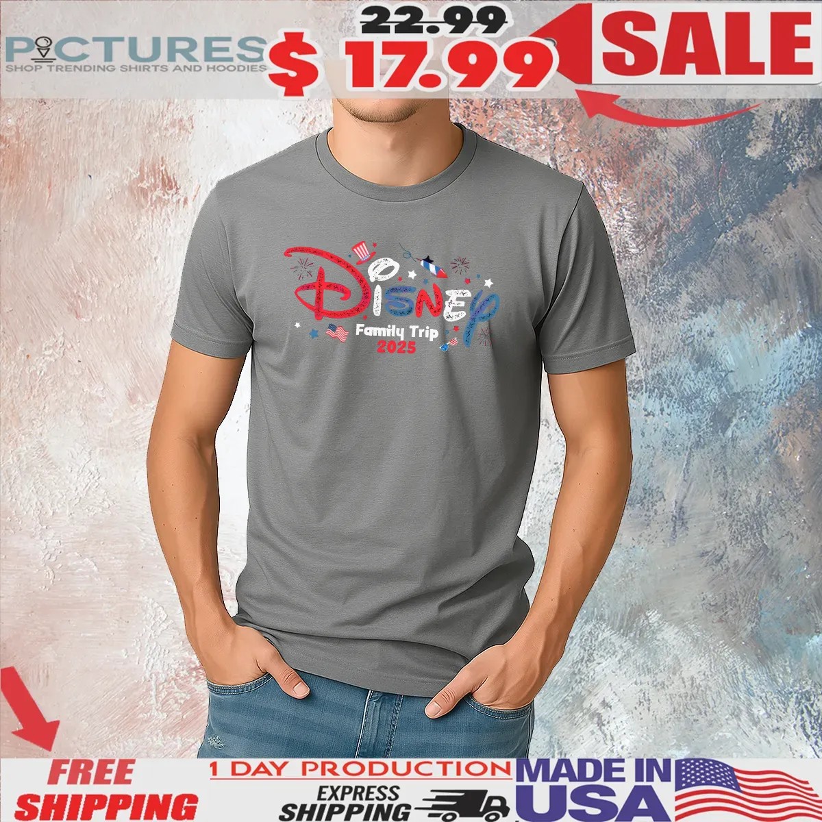 Disney Family Trip 2025 Red White And Blue Fourth Of July Customized T Shirt