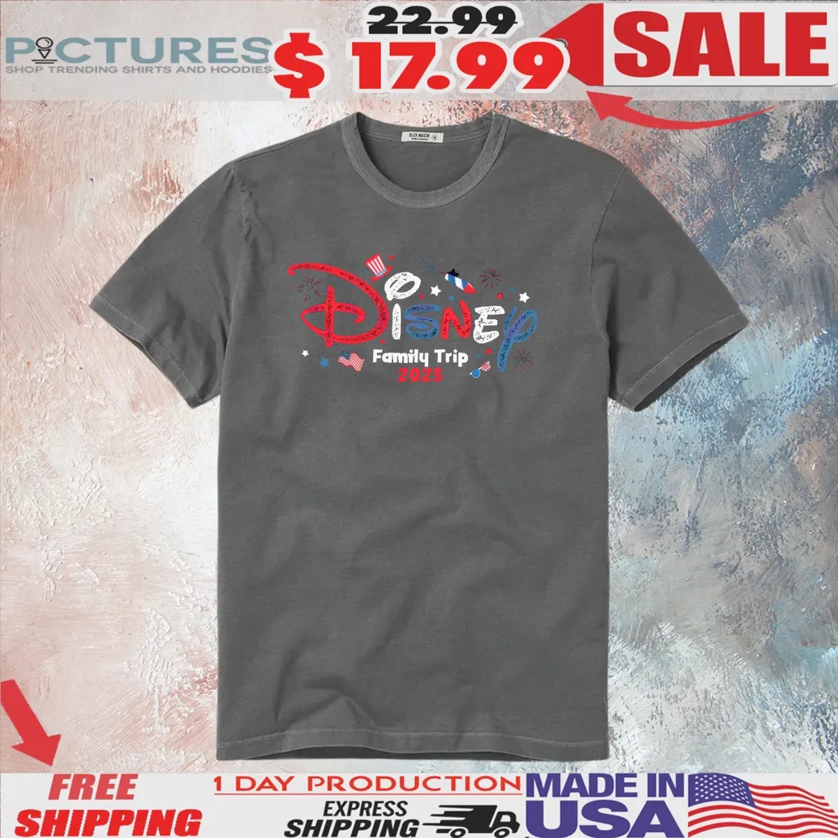 Disney Family Trip 2025 Red White And Blue Fourth Of July Customized T Shirt