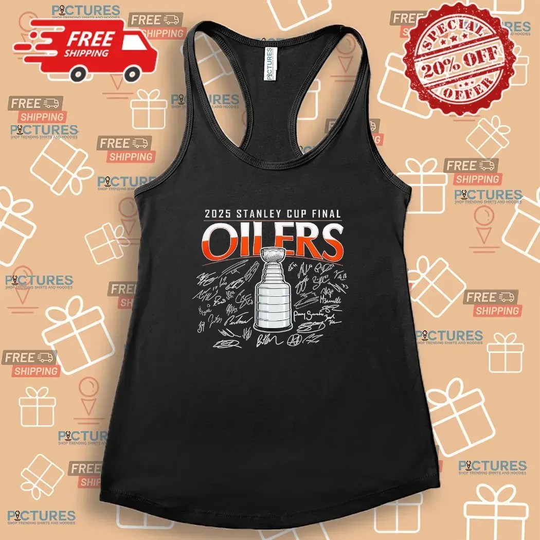 Edmonton Oilers Hockey Stanley Cup Final 2025 Champions Signatures T Shirt