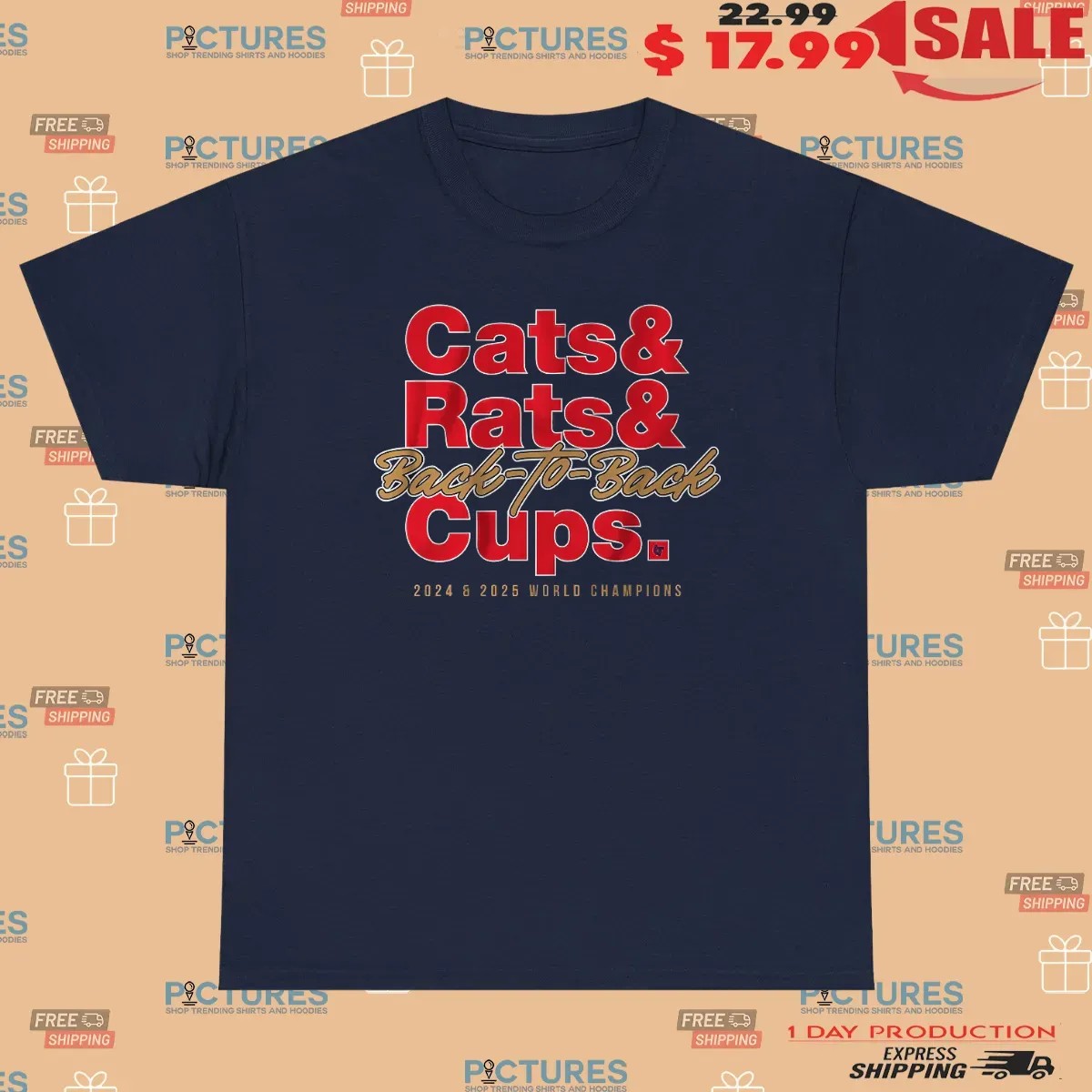 Florida Panthers Hockey Cats and Rats Back To Back Cups 2024 25 World Champions T Shirt
