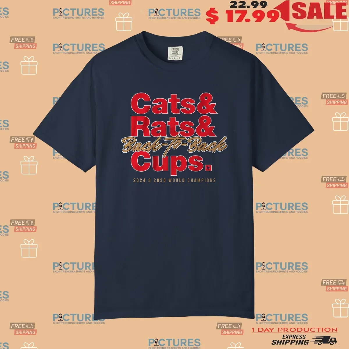 Florida Panthers Hockey Cats and Rats Back To Back Cups 2024 25 World Champions T Shirt