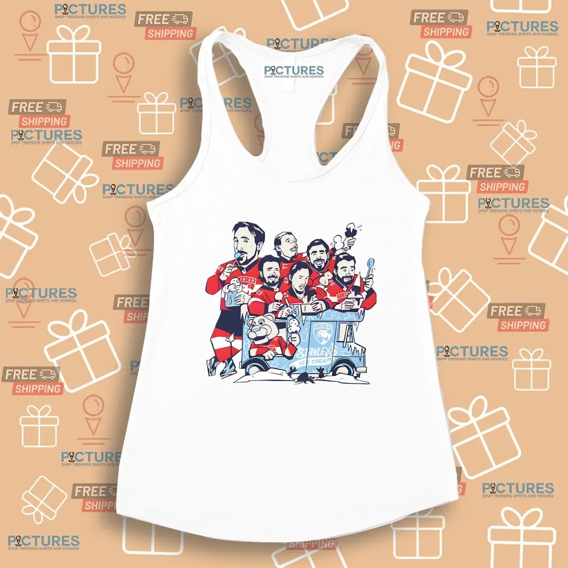 Florida Panthers Hockey Team Youth Ice Cream Scoops Cartoon T Shirt