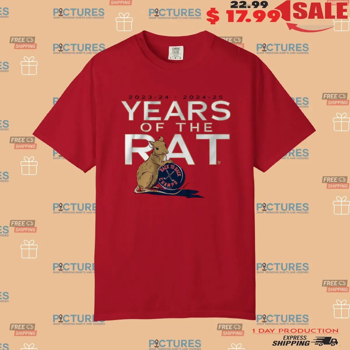 Florida Panthers Hockey Years of the Rat Back To Back Champs T Shirt