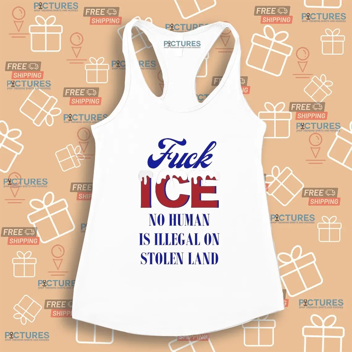 Fuck ICE No Human Is Illegal On Stolen Land Abolish ICE Protest T Shirt