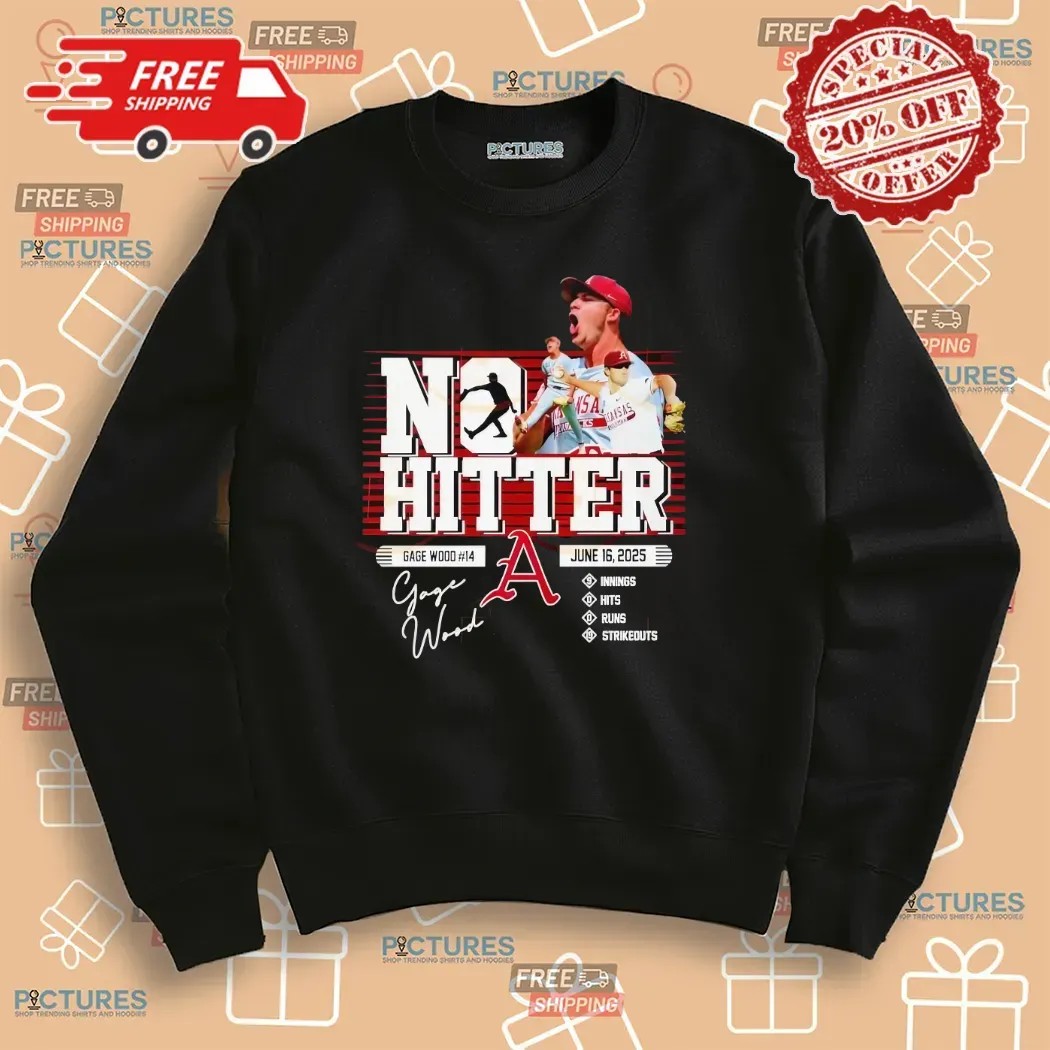 Gage Wood No-Hitter Arkansas Razorbacks June 16 2025 T Shirt