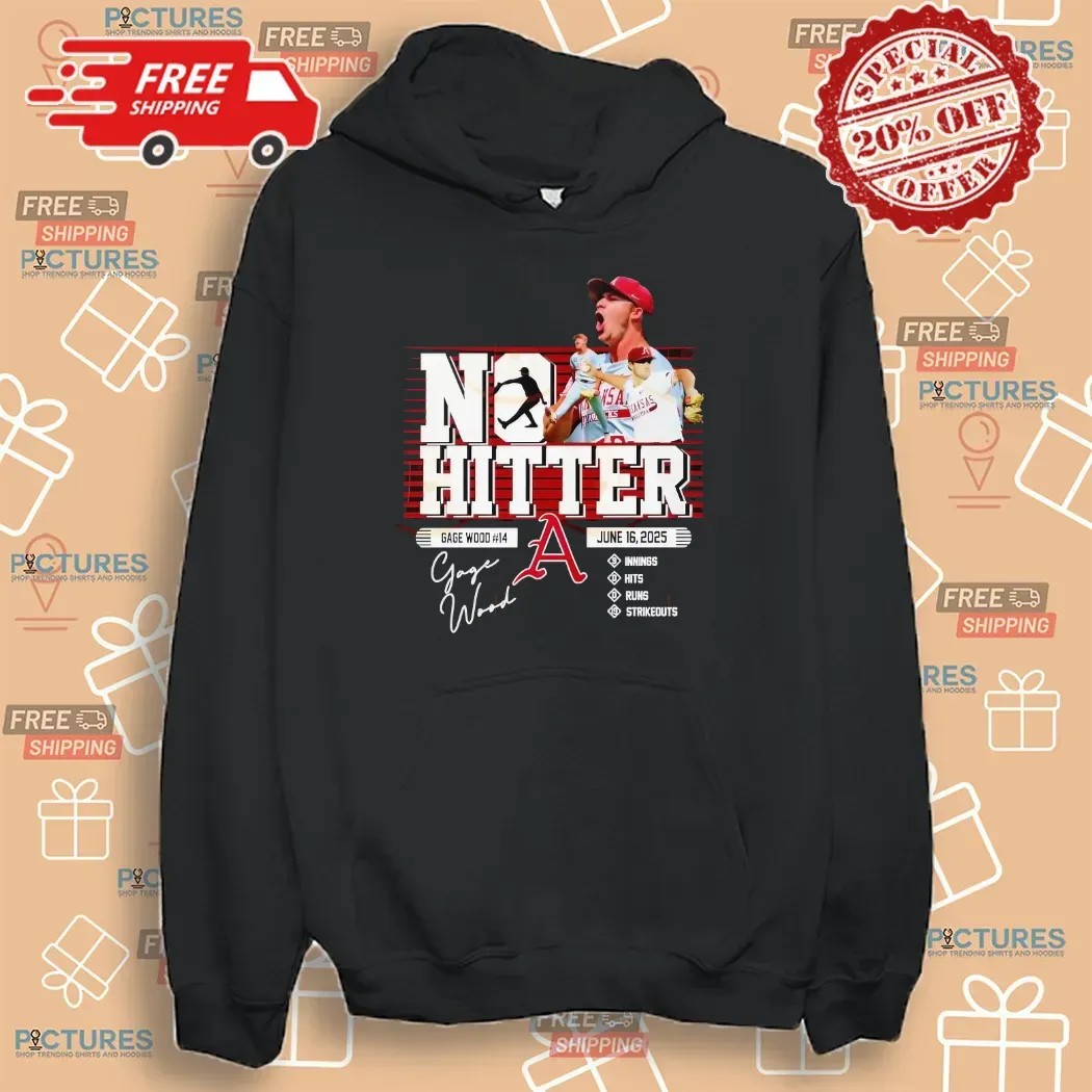 Gage Wood No-Hitter Arkansas Razorbacks June 16 2025 T Shirt