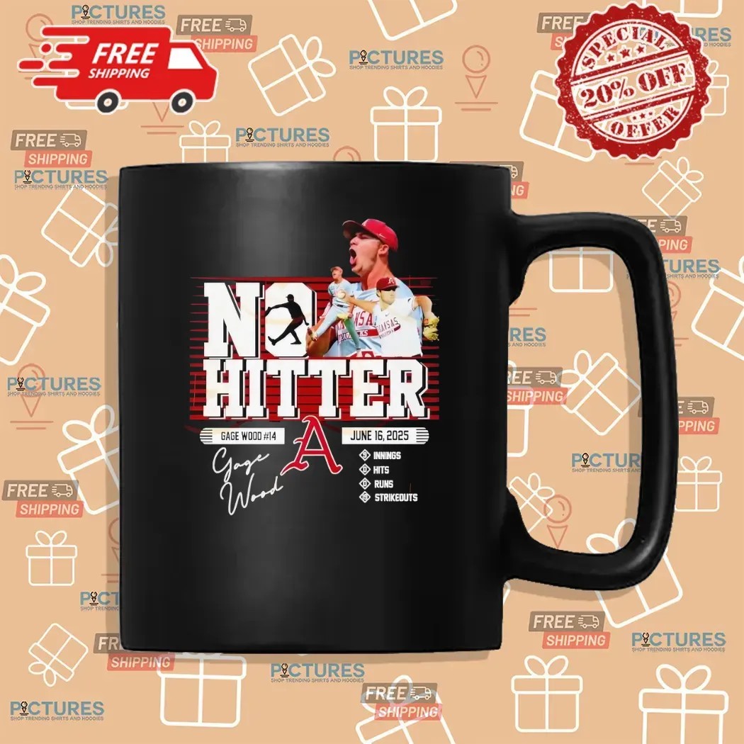 Gage Wood No-Hitter Arkansas Razorbacks June 16 2025 T Shirt
