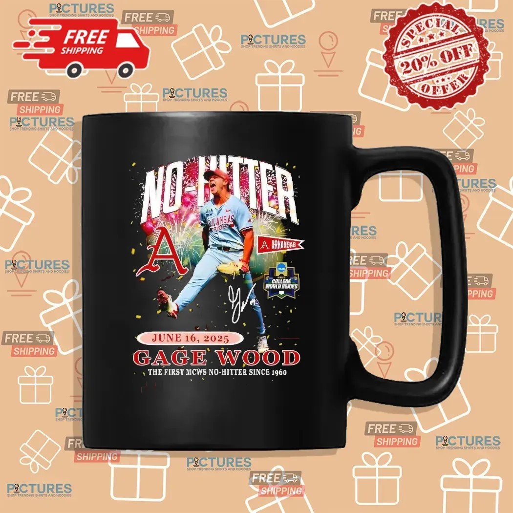 Gage Wood No-hitter The First MCWS No-Hitter Since 1960 Signature Arkansas Razorbacks T Shirt
