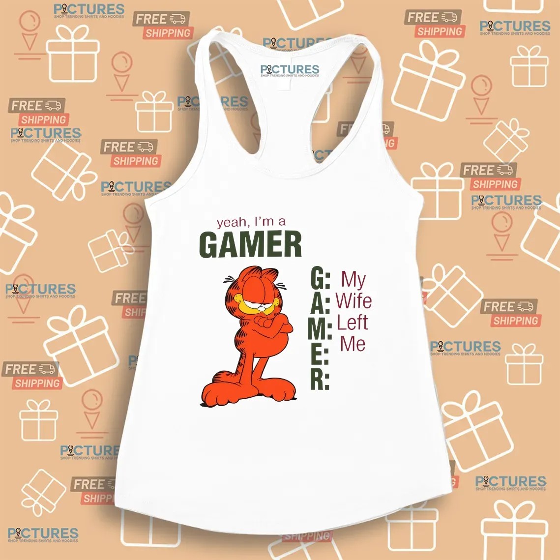 Garfield Yeah I'm A Gamer My Wife Left Me Meme T Shirt