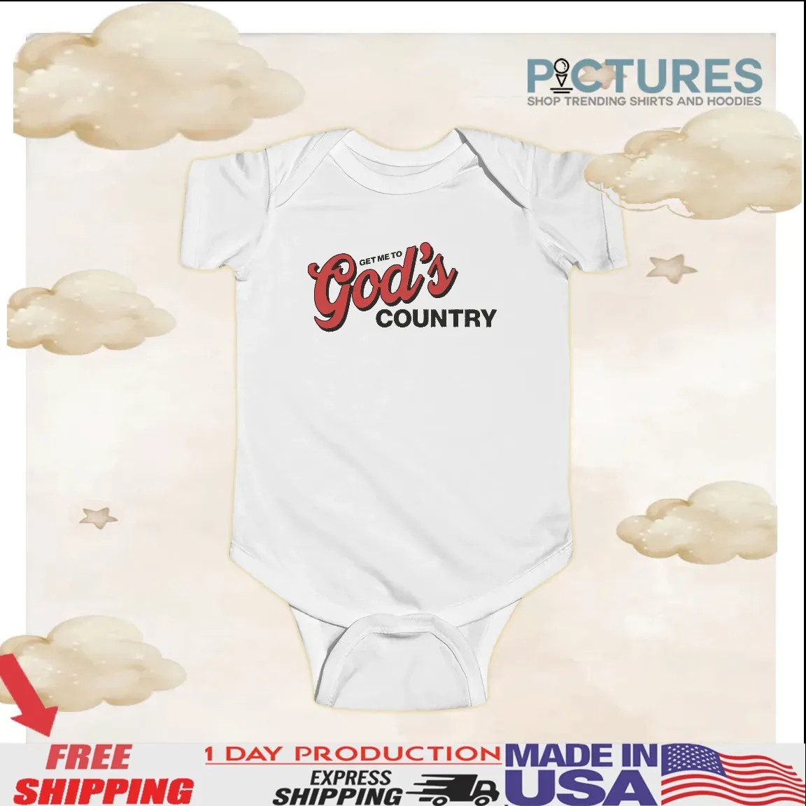 Get Me to God’s Country Script Faith Typography T Shirt