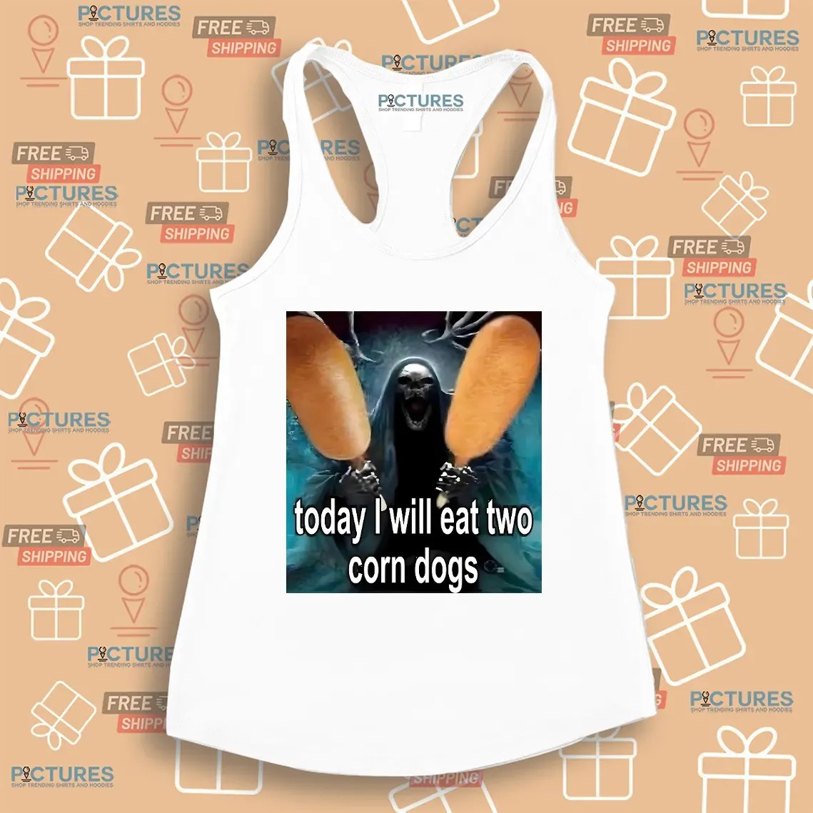Grim Reaper Today I'm Eating Two Corn Dogs Meme T Shirt