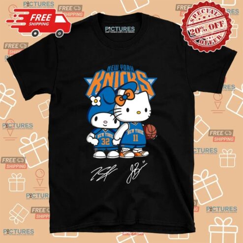 Hello Kitty New York Knicks Basketball Kawaii Signatures T Shirt