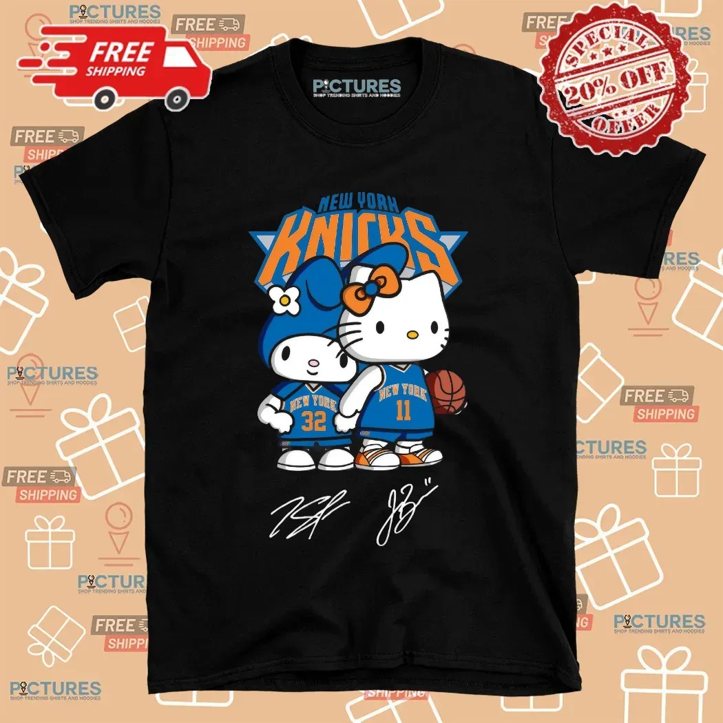 Hello Kitty New York Knicks Basketball Kawaii Signatures T Shirt