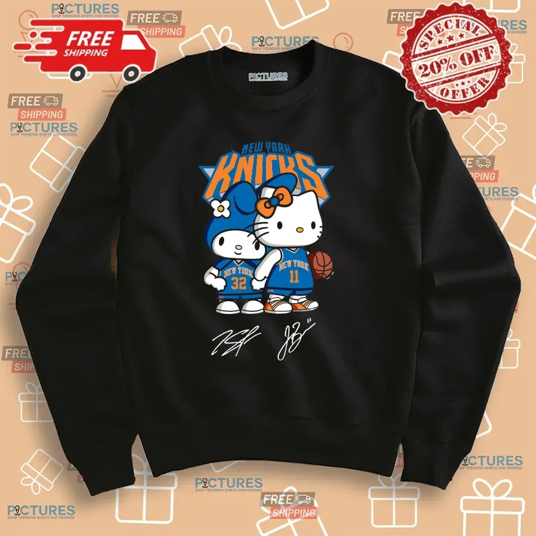 Hello Kitty New York Knicks Basketball Kawaii Signatures T Shirt