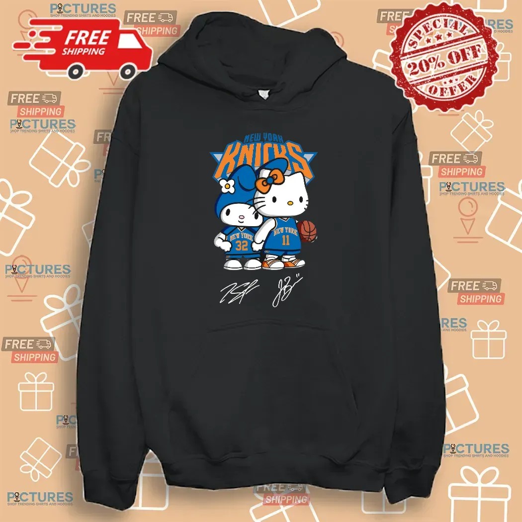 Hello Kitty New York Knicks Basketball Kawaii Signatures T Shirt