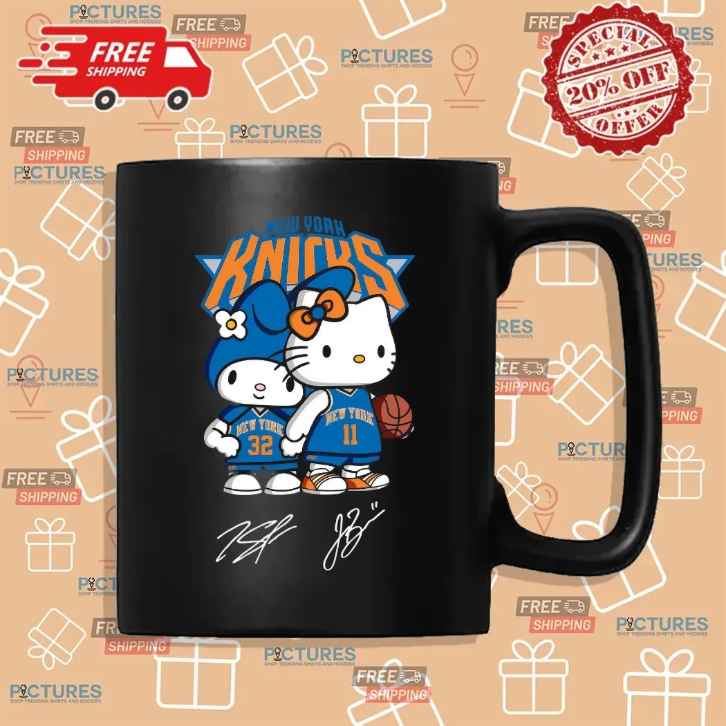Hello Kitty New York Knicks Basketball Kawaii Signatures T Shirt
