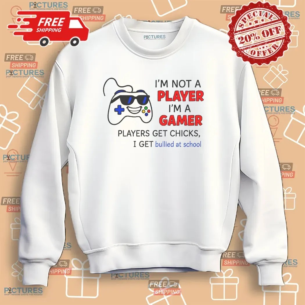 I'm Not A Player I'm A Gamer Players Get Chicks I Get Bullied At School T Shirt
