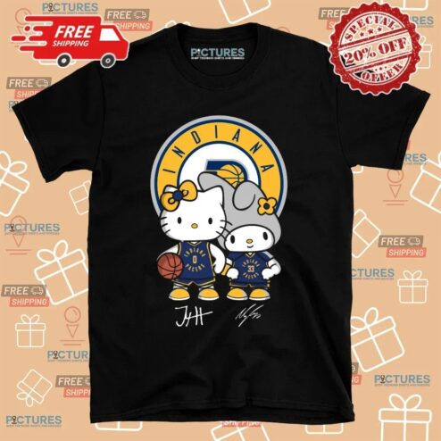 Indiana Pacers Haliburton And Turner Hello Kitty Signature T Shirt