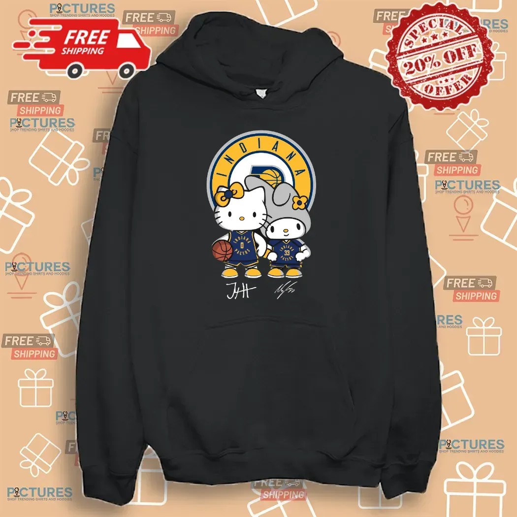 Indiana Pacers Haliburton And Turner Hello Kitty Signature T Shirt Indiana Pacers Haliburton And Turner Hello Kitty Signature T Shirt