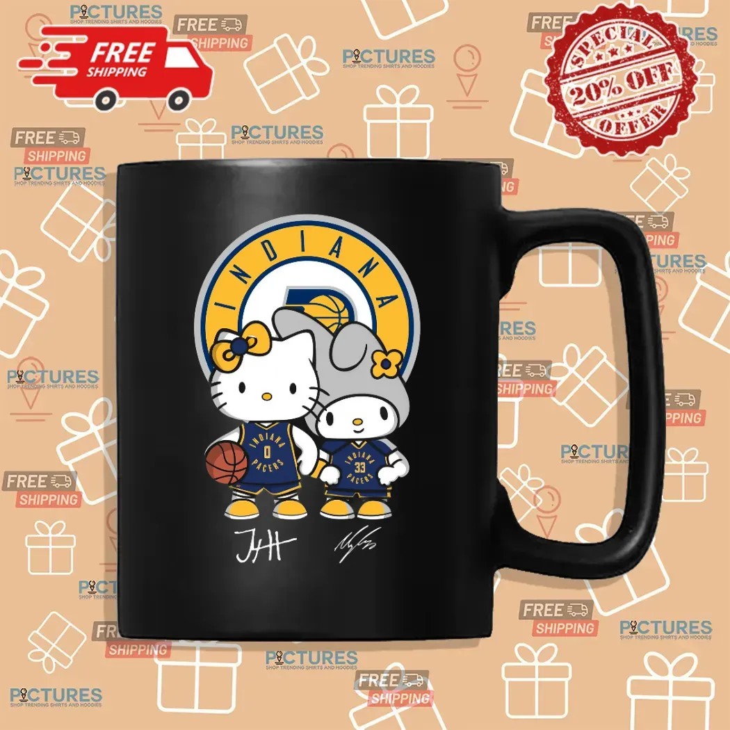 Indiana Pacers Haliburton And Turner Hello Kitty Signature T Shirt Indiana Pacers Haliburton And Turner Hello Kitty Signature T Shirt