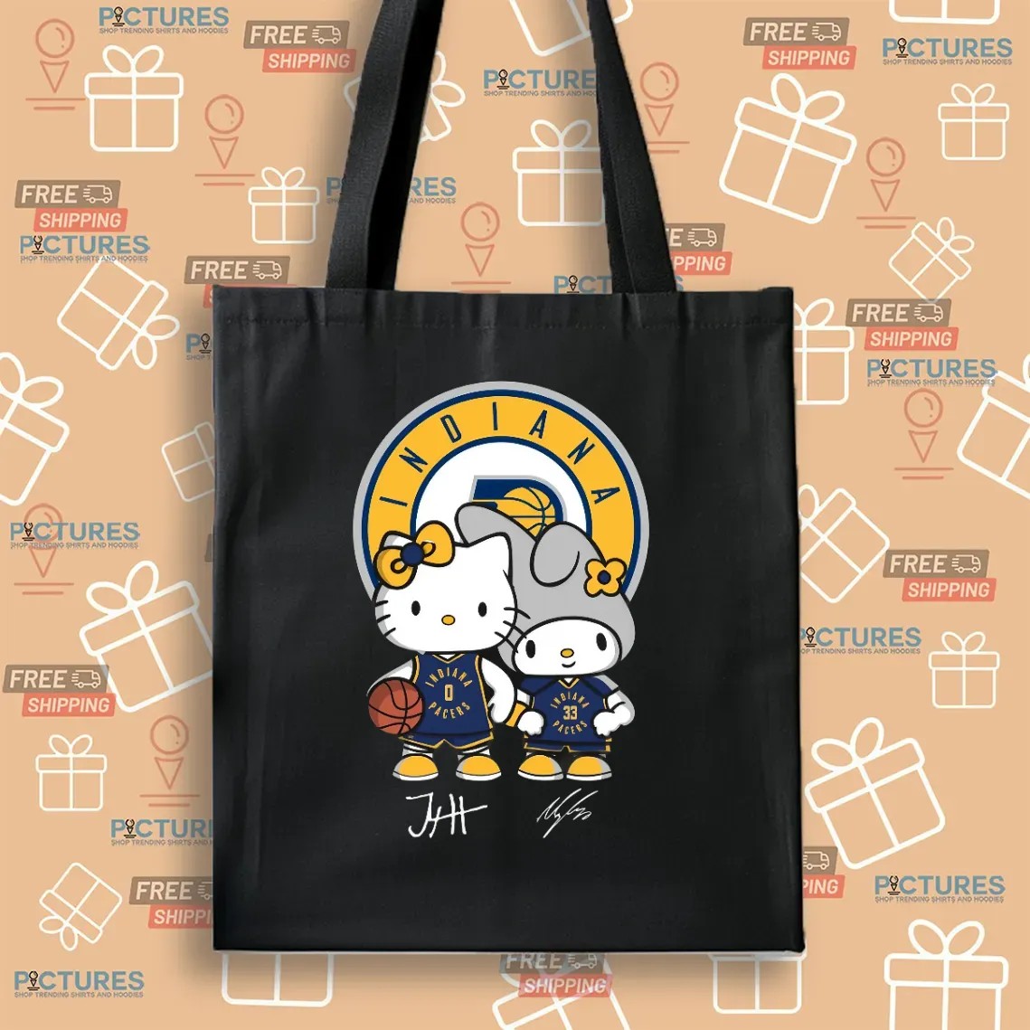 Indiana Pacers Haliburton And Turner Hello Kitty Signature T Shirt Indiana Pacers Haliburton And Turner Hello Kitty Signature T Shirt