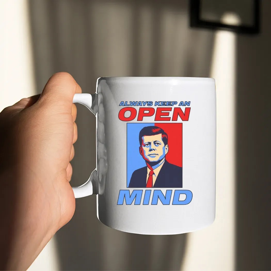 John F Kennedy Always Keep An Open Mind Satirical Pop Art T Shirt